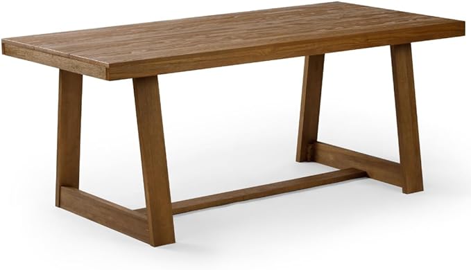 Plank+Beam 72 Inch Farmhouse Dining Table, Solid Wood Rustic Kitchen Table, Large Wooden Rectangular Dinner Table for Dining Room, Home Office, Living Room Furniture, Easy Assembly, Pecan Wirebrush - LeafyLoom