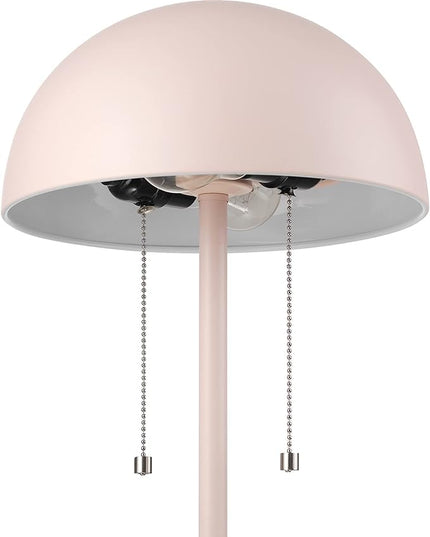 Globe Electric 65531 Luna 21" 2-Light Table Lamp, Matte Blush Pink, Double Plated Nickel On/Off Pull Chains - LeafyLoom