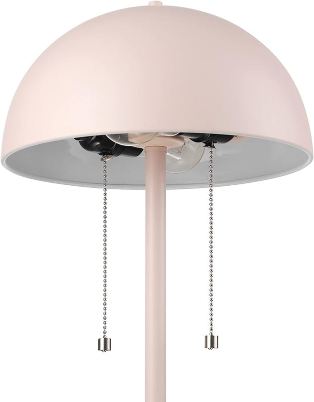 Globe Electric 65531 Luna 21" 2-Light Table Lamp, Matte Blush Pink, Double Plated Nickel On/Off Pull Chains - LeafyLoom