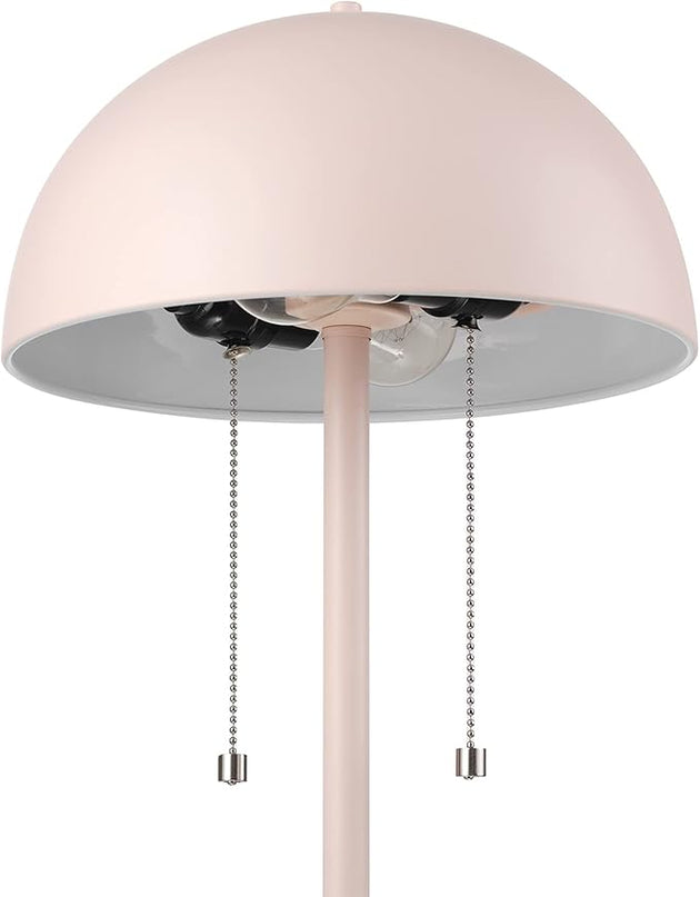 Globe Electric 65531 Luna 21" 2-Light Table Lamp, Matte Blush Pink, Double Plated Nickel On/Off Pull Chains - LeafyLoom
