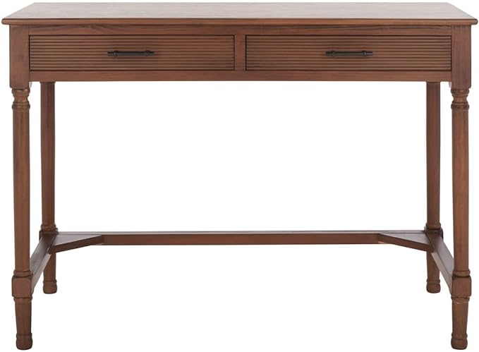 SAFAVIEH Home Collection Mckinlee Distressed White 2-Drawer Computer Office Desk Table DSK5704C, Brown - LeafyLoom