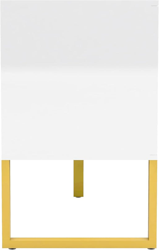 67" TV Stand with 2 Drawers and Cabinets, Modern Television Stands with Metal Legs and Handles for TVs up to 75 Inches, TV Console Table for Living room, White - LeafyLoom