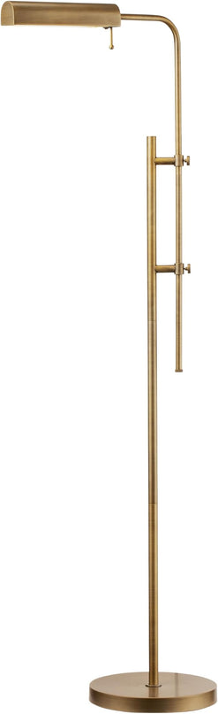 O'Bright Cedric Adjustable Pharmacy Floor Lamp - Industrial Design for Reading, Crafting, Work - 10W LED, Height 45-61 inches - Ideal for Living Room, Bedside, Office - Antique Brass - LeafyLoom