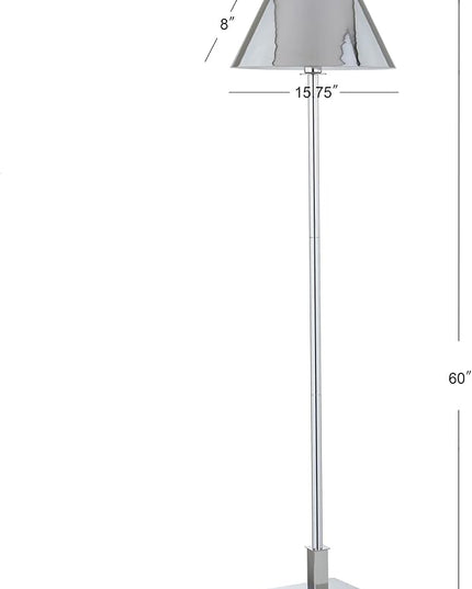 JONATHAN Y JYL6005A Roxy 60" Metal LED Floor Lamp, Contemporary, Modern, Transitional, Office, Living Room, Family Room, Dining Room, Bedroom, Hallway, Foyer, Chrome - LeafyLoom