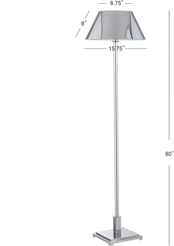 JONATHAN Y JYL6005A Roxy 60" Metal LED Floor Lamp, Contemporary, Modern, Transitional, Office, Living Room, Family Room, Dining Room, Bedroom, Hallway, Foyer, Chrome - LeafyLoom