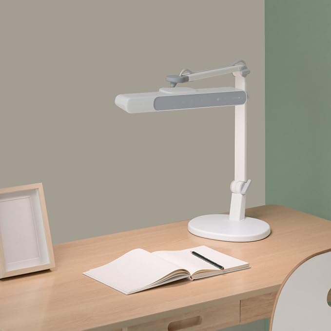 BenQ MindDuo 2 Kids Study Lamp (White), Wide & Even Illumination, Auto Dimming, Brightness & Color Adjustment, Presence Detection - LeafyLoom