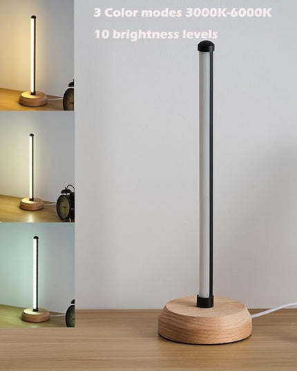 Modern Led Wood Table Lamp, 3-Color Temperature Bedside Lamp,Bedroom Bedside Night Light, Dimmable Led Lighting, Creative Home Decor, Unique House warmging Gift - LeafyLoom