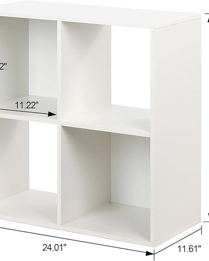 PACHIRA E-Commerce Wooden Storage Cubes Bookcase, Unit Shelf, Closet Cabinet, Organizer Rack in Living Room, Bedroom, Study, 4 Cube, White - LeafyLoom