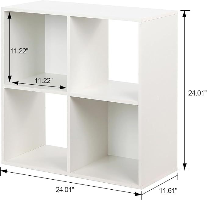 PACHIRA E-Commerce Wooden Storage Cubes Bookcase, Unit Shelf, Closet Cabinet, Organizer Rack in Living Room, Bedroom, Study, 4 Cube, White - LeafyLoom