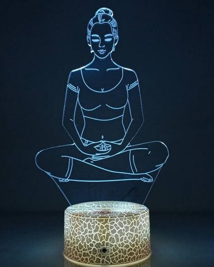 Creative 3D Yoga Meditation Night Light 16 Colors Changing USB Powered Remote Control Touch Switch Decor Lamp Optical Illusion Lamp LED Table Desk Lamp Children Kids Christmas Brithday Gift - LeafyLoom