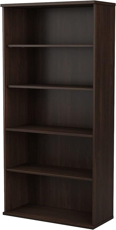 Bush Business Furniture Studio C Tall 5 Shelf Bookcase in Black Walnut - LeafyLoom