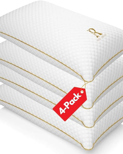 Royal Therapy 4-Pack King Memory Foam Pillow, Adjustable Shredded Pillow for Neck & Shoulder Pain Relief, Support for Back, Stomach, Side Sleepers - LeafyLoom
