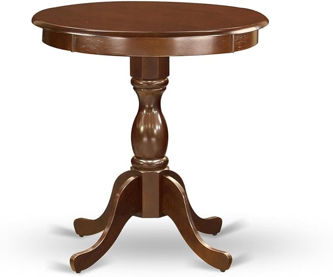 East West Furniture Eden 3 Piece Dinette Set for Small Spaces Contains a Round Table with Pedestal and 2 Coffee Linen Fabric Parson Dining Chairs, 30x30 Inch, ESAB3-MAH-18 - LeafyLoom