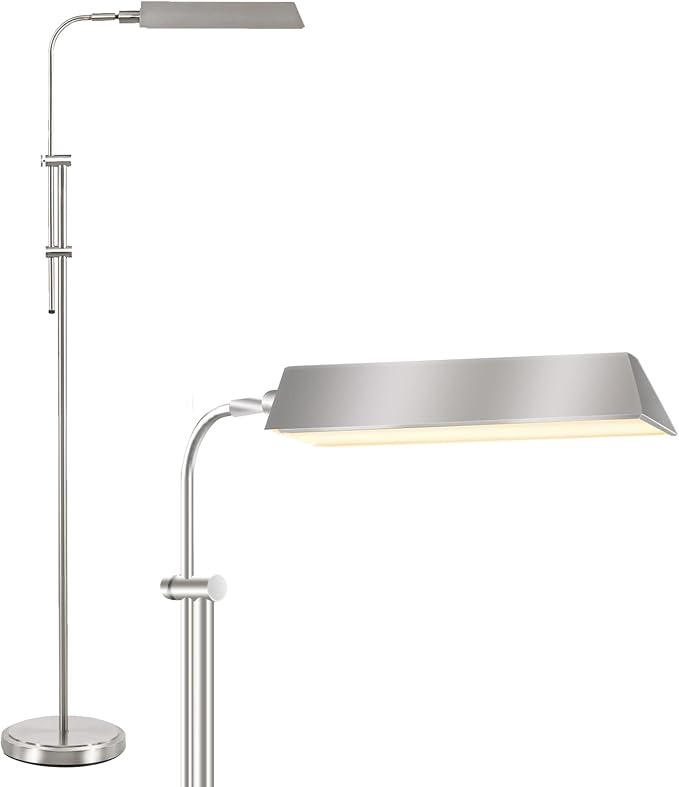 Pharmacy Floor Lamp, Height Adjustable Floor Lamp for Living Room Led Floor Lamp Modern Tall Lamp with 350° Swing Arm Led Standing Lamp for Bedroom Office Modern Floor Lamp Pedal Switch - LeafyLoom