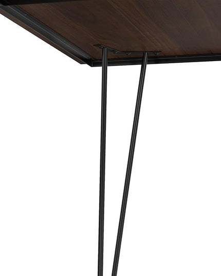 SIMPLIHOME Hunter Dining, Solid Wood Walnut Veneer Tabletop and Powder-Coated Iron Metal Legs in Black Industrial-Style Rectangular Kitchen Table for 4 to 6 People, 66 inches - LeafyLoom
