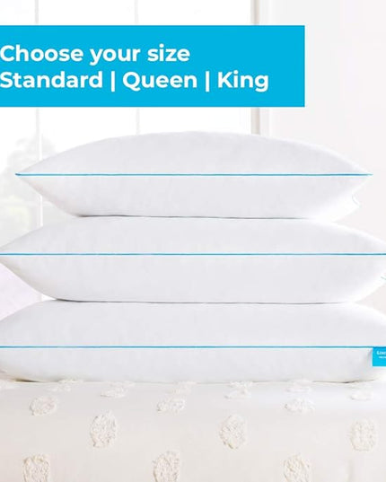LINENSPA Two Pack Shredded Gel Memory Foam Pillow – Cooling Bed Pillow – Side, Stomach, and Back Sleepers – Pack of 2 – King - LeafyLoom
