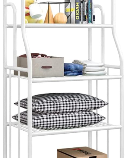 Shelving Unit Bakers Rack Metal Storage Shelves Laundry Shelf Organizer Standing Shelf Units for Laundry Kitchen Bathroom Pantry Closet Indoor and Outdoor (5 Tier, White) - LeafyLoom