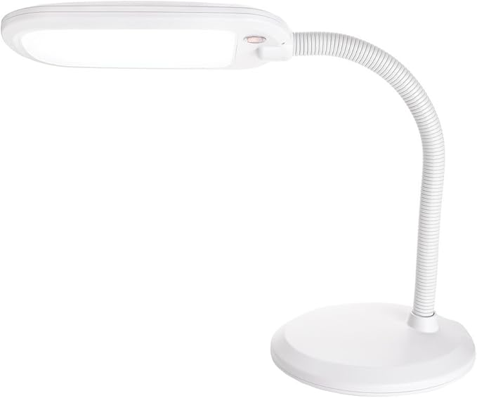 Newhouse Lighting White Plastic Flexible Full Spectrum Touch Sensor Switch Dimmable Energy-Efficient LED Desk or Table Lamp in 5000K Daylight Color Temperature - LeafyLoom