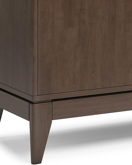 SIMPLIHOME Harper SOLID HARDWOOD 60 Inch Wide Mid Century Design Sideboard Buffet in Walnut Brown, For the Dining Room and Kitchen - LeafyLoom