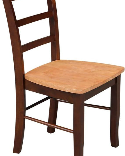 International Concepts Pair of Madrid LadderBack Chairs, Cinnamon/Espresso - LeafyLoom