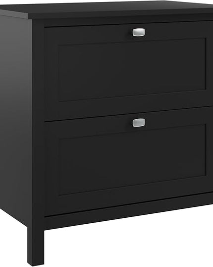 Bush Furniture Broadview 2 Drawer Lateral File Cabinet in Classic Black | Storage for Home Office Workspace - LeafyLoom