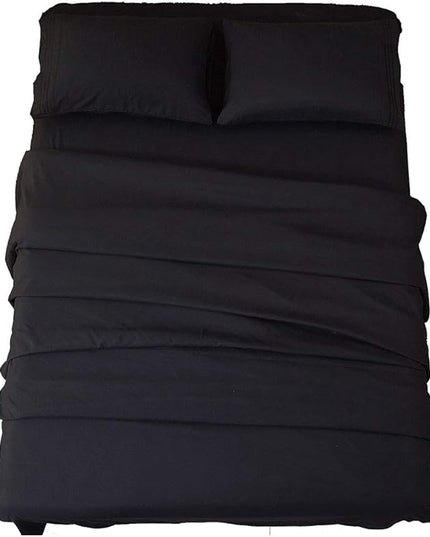 SONORO KATE Bed Sheet Set Super Soft Microfiber 1800 Thread Count Luxury Egyptian Sheets 18-Inch Deep Pocket Wrinkle-4 Piece(California King Black) - LeafyLoom