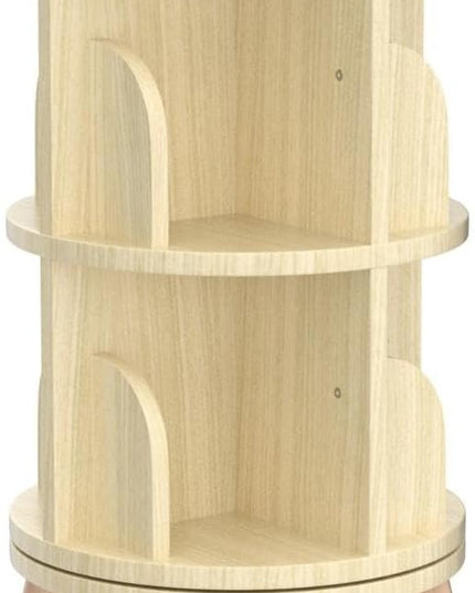 Gdrasuya10 2 Tier Rotating Bookshelf with Legs, Small Rotating Bookshelf Wood Revolving Bookcase Book Organizer Book Display Shelves Storage for Living Room Bedroom Study Room - LeafyLoom