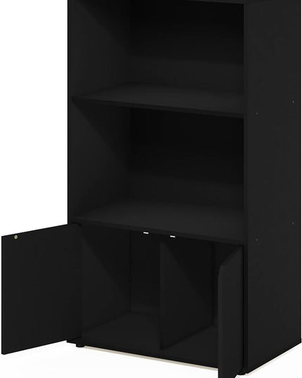 Furinno Jaya Kitchen Storage Shelf with Cabinet, Americano - LeafyLoom