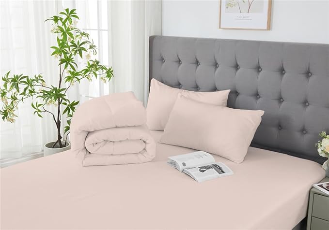 3 Piece Solid Color All Season Bedding Comforter Set Microfiber Soft Lightweight Bedding Set for Kids Teens Adults Room Decor with 1 Comforter and 2 Pillowcases King - LeafyLoom
