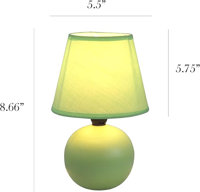 Simple Designs LT2008-GRN Mini Ceramic Globe Table Lamp, Green (Pack of 18) - LeafyLoom