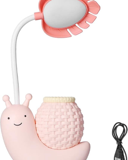 LED Desk Lamp with Pen Holder Cartoon Holder Table Lamp Multiple Function USB Charging Cute Desk Light for Students Kids(Pink) - LeafyLoom