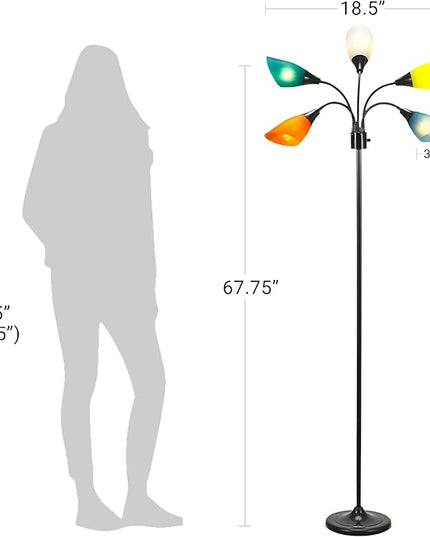 Catalina Lighting 20744-000 Medusa 5-Light Adjustable Floor Lamp, Standing Lamp, Multi-Head Lamp, Living Room Floor Light, LED Bulb NOT Included, 67.75", Multi-Color - LeafyLoom