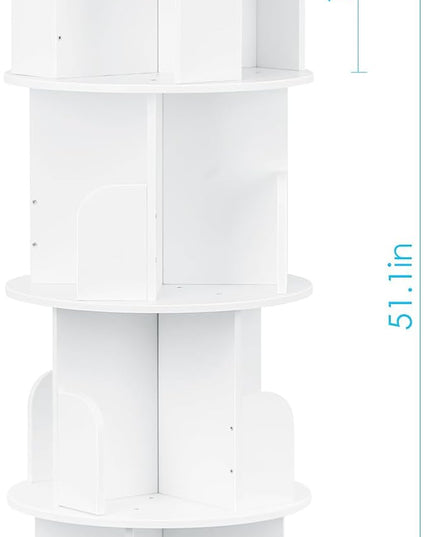 2024 New 4 Tier Rotating Bookshelf kids, Small Corner Bookshelf for Small Space, 360 Display Floor Standing Bookcase Storage Rack, Wood Narrow Book Shelf Organizer for Home Office,Bedroom, Living Room - LeafyLoom