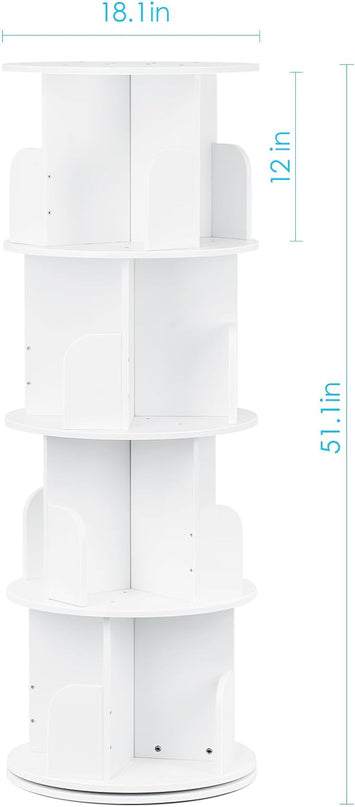 2024 New 4 Tier Rotating Bookshelf kids, Small Corner Bookshelf for Small Space, 360 Display Floor Standing Bookcase Storage Rack, Wood Narrow Book Shelf Organizer for Home Office,Bedroom, Living Room - LeafyLoom