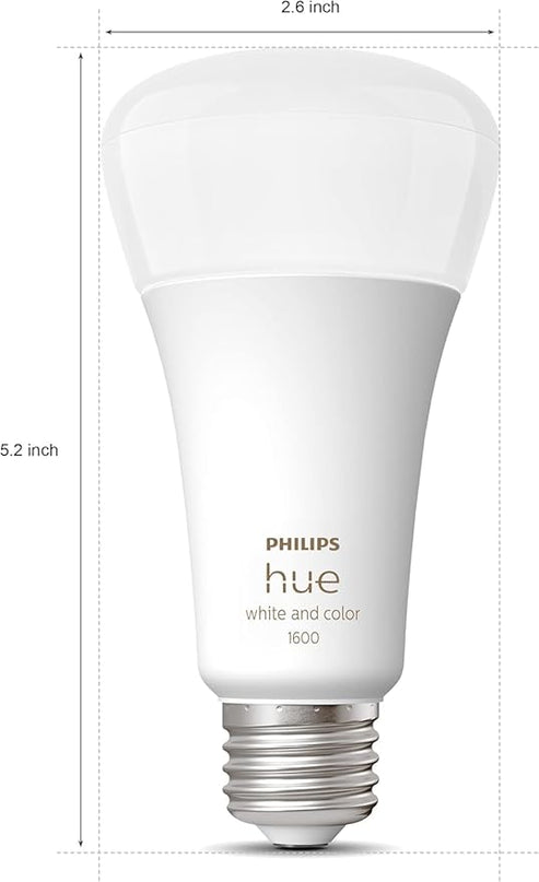 Philips Hue Smart 100W A21 LED Bulb - White and Color Ambiance Color-Changing Light - 1 Pack - 1600LM - E26 - Indoor - Control with Hue App - Works with Alexa, Google Assistant and Apple Homekit PhilipsHue
