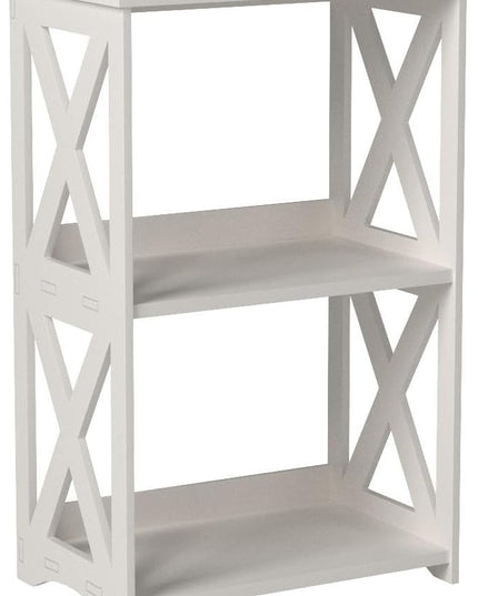 End Table & Side Table 3-Tier, 2 Shelf Small Bookcase, Bookshelf, Simple Nightstand, Bedside Table with for Bedroom, Bathroom, and Living Room Display Rack, White - LeafyLoom