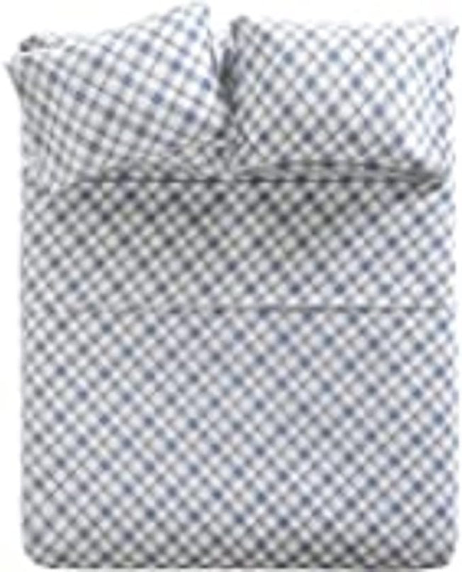 Comfort Spaces Cotton Flannel Breathable Warm Deep Pocket Sheets with Pillow Case Bedding, Queen, Blue Plaid 4 Piece - LeafyLoom
