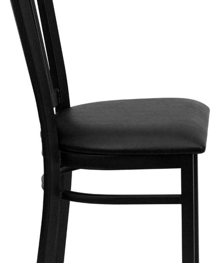 Flash Furniture HERCULES Series Black Vertical Back Metal Restaurant Chair - Black Vinyl Seat - LeafyLoom