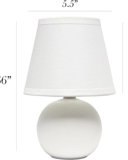 Simple Designs LT2008-OFF Mini Ceramic Globe Table Lamp, Off White - LeafyLoom
