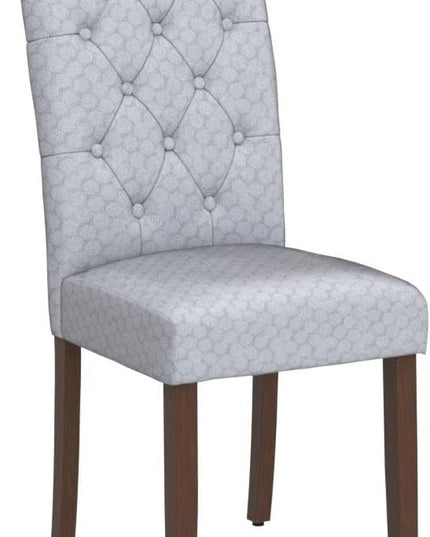 COLAMY Button Tufted Dining Chairs Set of 6, Parsons Upholstered Fabric Dining Room Chairs Kitchen Chairs with Wood Legs and Padded Seat, Blue Bubble - LeafyLoom