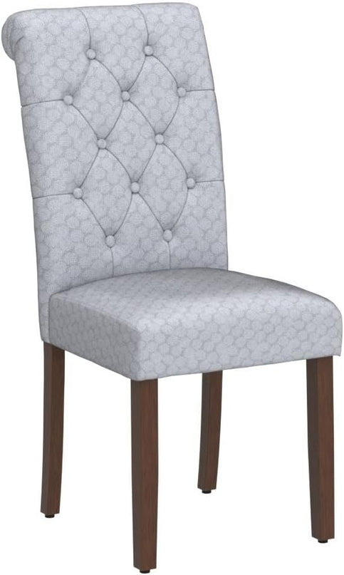 COLAMY Button Tufted Dining Chairs Set of 6, Parsons Upholstered Fabric Dining Room Chairs Kitchen Chairs with Wood Legs and Padded Seat, Blue Bubble - LeafyLoom