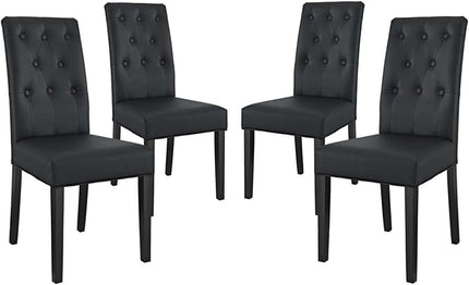Modway Confer Modern Tufted Faux Leather Upholstered Parsons Four Dining Chairs in Black - LeafyLoom