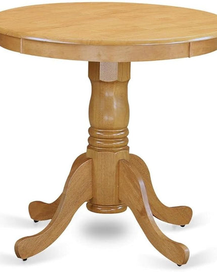 East West Furniture EMT-OAK-TP Eden Dining Room Table - a Round kitchen Table Top with Pedestal Base, 30x30 Inch, Oak - LeafyLoom