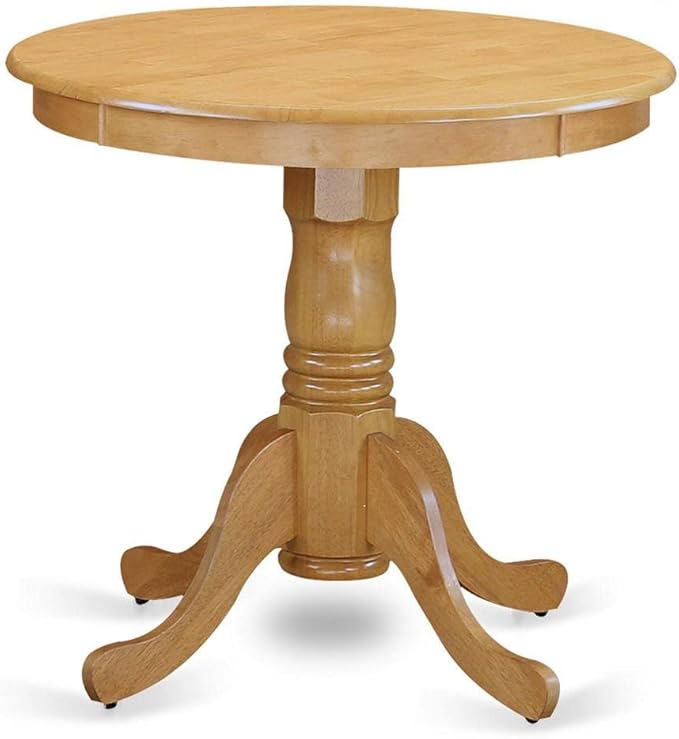 East West Furniture EMT-OAK-TP Eden Dining Room Table - a Round kitchen Table Top with Pedestal Base, 30x30 Inch, Oak - LeafyLoom