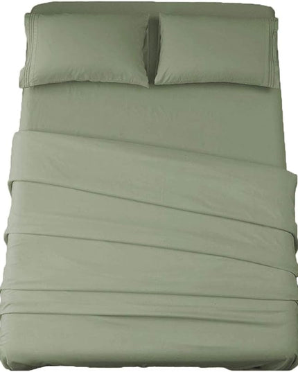 SONORO KATE Bed Sheet Set Super Soft Microfiber 1800 Thread Count Luxury Egyptian Sheets 16-Inch Deep Pocket，Wrinkle-3 Piece (Sage, Twin) - LeafyLoom