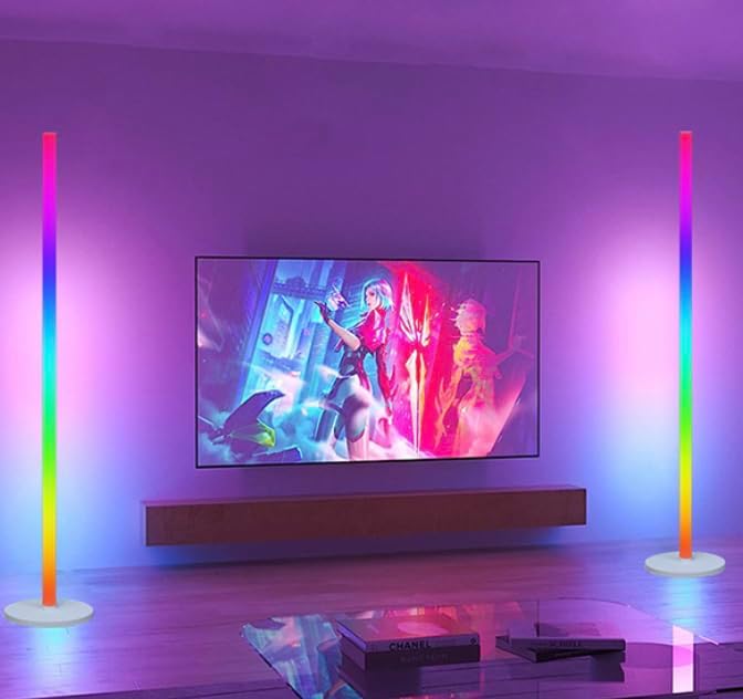 Corner Floor Lamp, Smart LED Corner Lamp Works with Alexa, RGB Ambience Light with Music Sync, Modern Floor Lamp with 16 Million DIY Colors, LED Floor Lamp for Living Room Bedroom Gaming Room, 2Packs - LeafyLoom