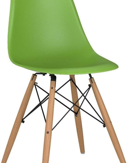 Flash Furniture 2 Pack Elon Series Green Plastic Chair with Wooden Legs - LeafyLoom