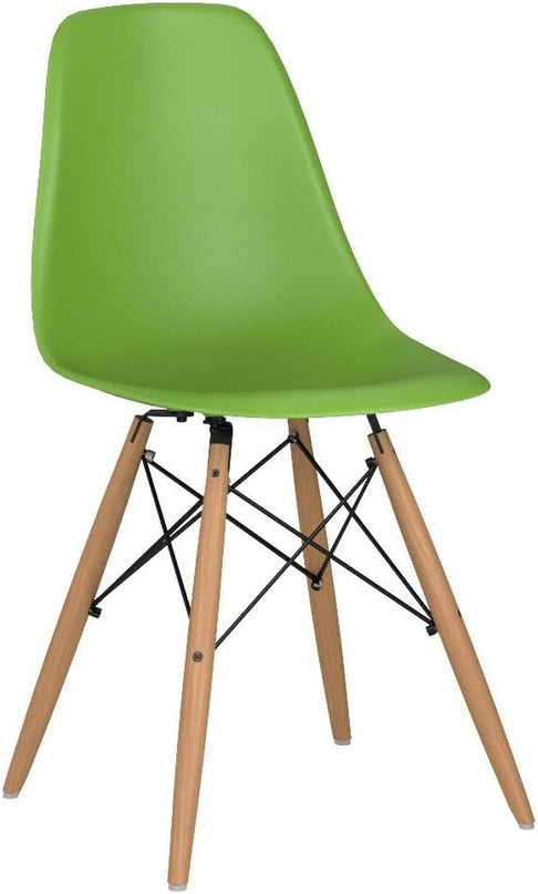 Flash Furniture 2 Pack Elon Series Green Plastic Chair with Wooden Legs - LeafyLoom