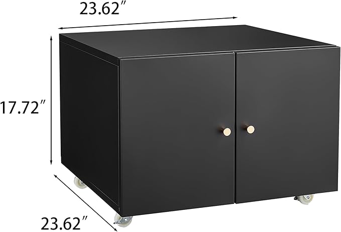 17.70" Metal Office Copier 2 Door and 360 ° Universal Wheel,Mobile Lateral Filing Cabinets w/Aluminum Alloy Handle,Rolling Printer Stand for Legal/Letter/A4,Black - LeafyLoom