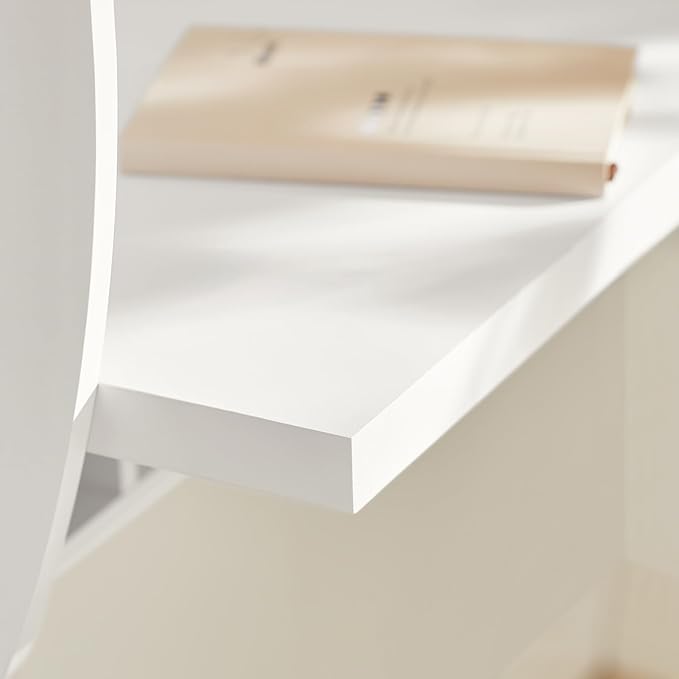 Haotian Folding Home Office Table Desk Workstation Computer Desk with Storage Shelves, Trestle Desk, White FWT18-W - LeafyLoom